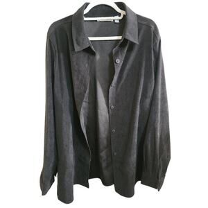 Women's Vintage Passports Button-Down Suede-Like Top Size Large